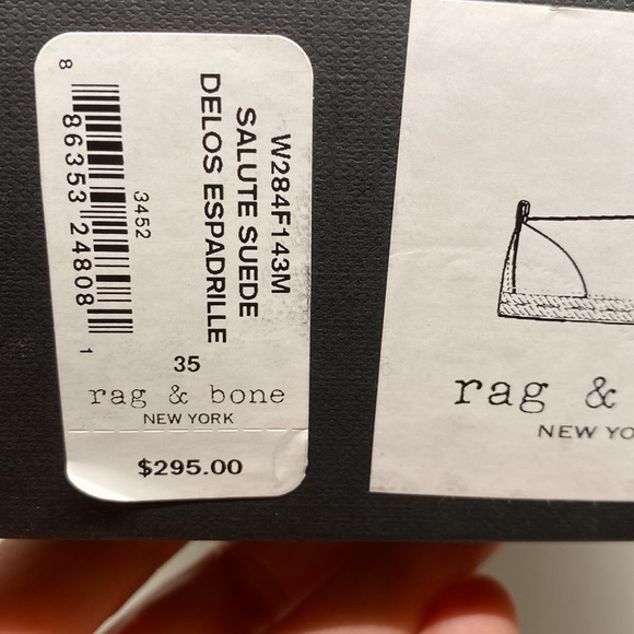 NWT rag & bone Delos Espadrille in Salute (Navy) Suede. MSRP $295. Size 5. - Picture 6 of 7